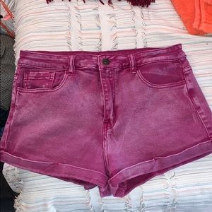 Forever 21 dark pink denim high-rise shorts